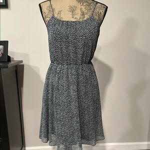 Loft navy blue and white mini sundress with spaghetti straps size XS